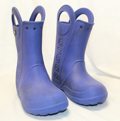 Crocs Size J 1 Blue HANDLE IT Pull On Waterproof Comfort Rain Boots 12803