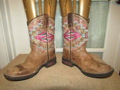 Roper Brand Brown Southwestern Cowboy Western Boots Little Kids Youth size 12 M