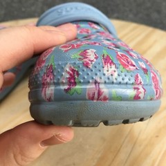 Crocs Shoes Junior 3 Clogs Gray Multicolor Slip On Round Toe Casual Comfort