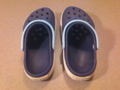 CROCS Crocband Clogs, Navy with Teal Band J2