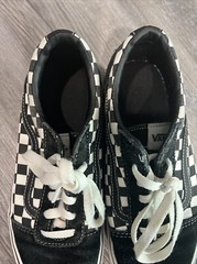 Vans Lace Up Black/White Checkerboard Skate Shoes Sneakers – Kids Youth Size 5.5