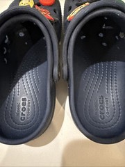 Crocs Classic Navy Blue Clogs C10 W/ Super Hero Jibbitz – Condition See Pictures