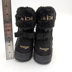 Bebe Bow Shaft Faux Shearling Lined Winter Boots Kids‘ Black Size US9 EU25