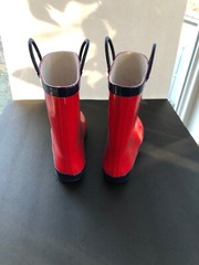 NEW Lone Cone Kids Rain Boots With Easy On Handles. Red With Navy Trim. Size 3