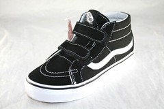 VANS SK8-MID REISSUE V BLACK TRUE WHITE SKATE BOARDING SHOE LITTLE KIDS SIZE 2.5
