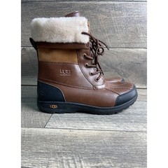 UGG Butte II CWR 1098890K Kids US 6 Winter Shoes Brown Waterproof Fur Trim Boots