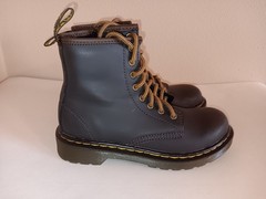 NWOB Dr. Martens 1460J Brown Leather Combat Boots Unisex Kids US Size 1 Lace Zip