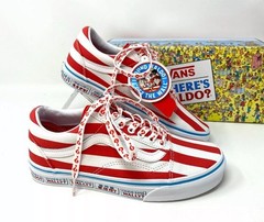 VANS Where’s Waldo Old Skool Canvas Red Child Size Sneakers VN0A3WKT3UV