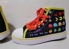 Heelys Hustle Pacman High Top Wheels Skate Sneaker Shoes Youth Size 2