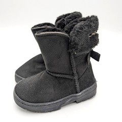 Bebe Bow Shaft Faux Shearling Lined Winter Boots Kids‘ Black Size US9 EU25