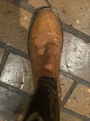 Old West Cowboy Boots, Tan/ Brown Corona Leather, Size 4.5 Y