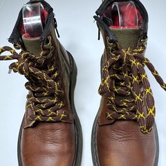 Dr. Martens Kids Size 1 Leather Canvas Lace Up Boots Flannel Lining 1460 Shoes