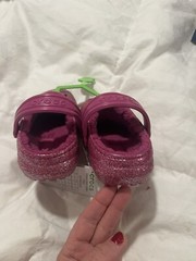 Crocs Classic Glitter Lined Kids Clogs Pink Size C7