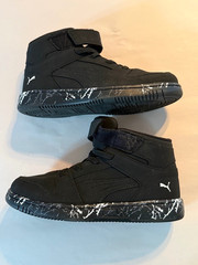 EUC Puma Rebound Layup High Top Sneakers. Black Leather. Sz 3C. 395115-01