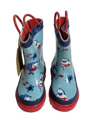 SOLARRAIN Kids Size 4 Rubber Waterproof Rain Boots Easy On Handles Non Slip New