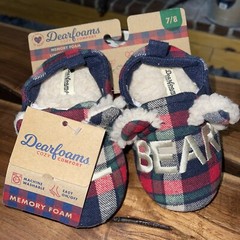 Dearfoams Limited Edition „Lil Bear“ Girl or Boy Plaid Slippers Choose 7/8 9/10