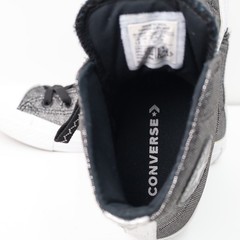 Converse Chuck Taylor All Star High Top Black Silver Metallic Side Zip Kids 1.5