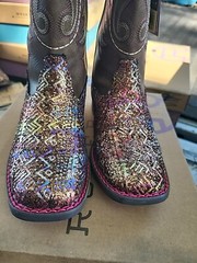 Roper Kids Boots Glitter Aztec Brown Sq Toe NIB Sz 13 Free Shipping