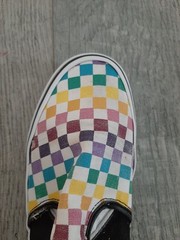 Vans Rainbow Checkered Classic Slip-On Shoes US Missy 4.5