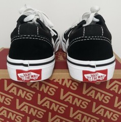 Vans Ward Size 12 M Youth Black White Suede Canvas Skateboard Sneaker