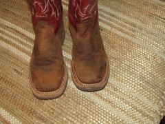 Old West BSC1889 Burgundy Leather Pull On Square Toe Western Boots Kids US 1.5 D