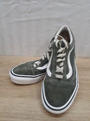 VANS Old Skool Suede Canvas Army Green Shoes Kids Size 4.5