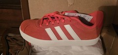 adidas VL Court 3.0 K Red White Unisex Kids Sneakers US 4 Canvas Lace Up