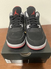 Jordan Air Jordan 4 Retro PS Kids Sneaker 13.5 Black/Red/Gray Leather