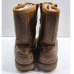 Kids UGG Brown Leather Shearling Lined Winter Boots Size 11
