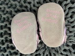 JUICY COUTURE PINK BALLET FLAT STRETCH INFANT 2 EUC BABY