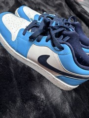 Jordan Air Jordan 1 Low Unisex Kids Size 6Y Leather Lace-Up Blue/White/Navy