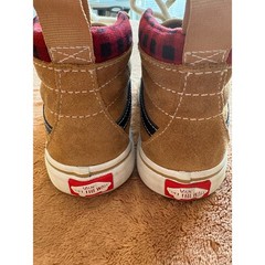 Vans Sk8-Hi MTE Kids Tan Suede Buffalo Plaid Flannel High Top Sneakers