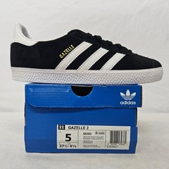 Adidas Gazelle J Casual Sneakers BB2502 Core Black White Gold Kids Size 5