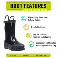 Western Chief Kids Waterproof Rubber Classic Rain Boot with Pull Handles, Bl…