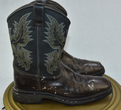 Ariat WorkHog Youth Boys Size 5 Wide Square Toe Boots Bruin Brown -Flaws-