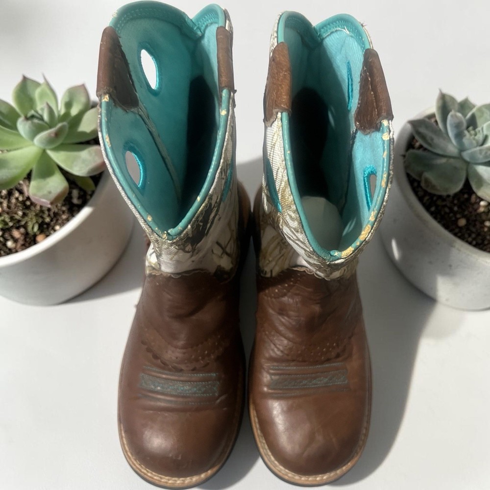 Ariat Cowboy Boots Kids Brown Camo Leather TrueTimber 10010259 Size 3