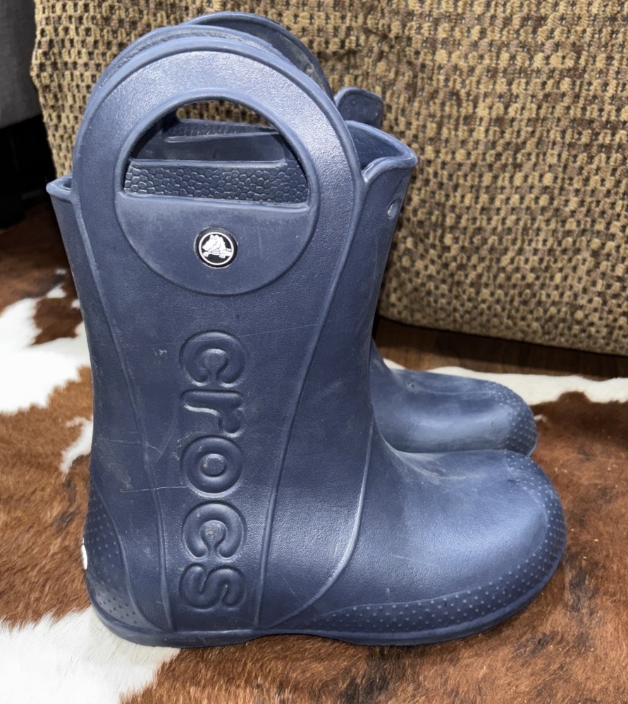 Crocs Kids Pull On Rain Boots Navy Blue 12803 US Size J3 (2776)