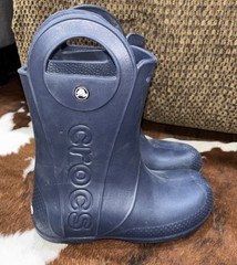 Crocs Kids Pull On Rain Boots Navy Blue 12803 US Size J3 (2776)