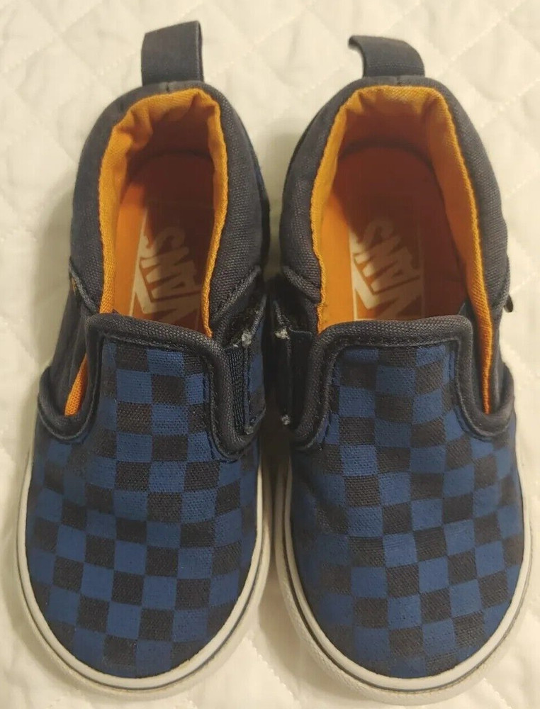 Authenic Off the Wall Vans Blue Multi-color Canvas Sneaker Shoe Toddler Size 6.5