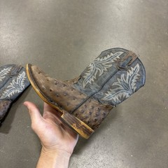 Roper Bumps Ostrich Print Embroidered Square Toe Pull On Cowboy Youth Boys 11