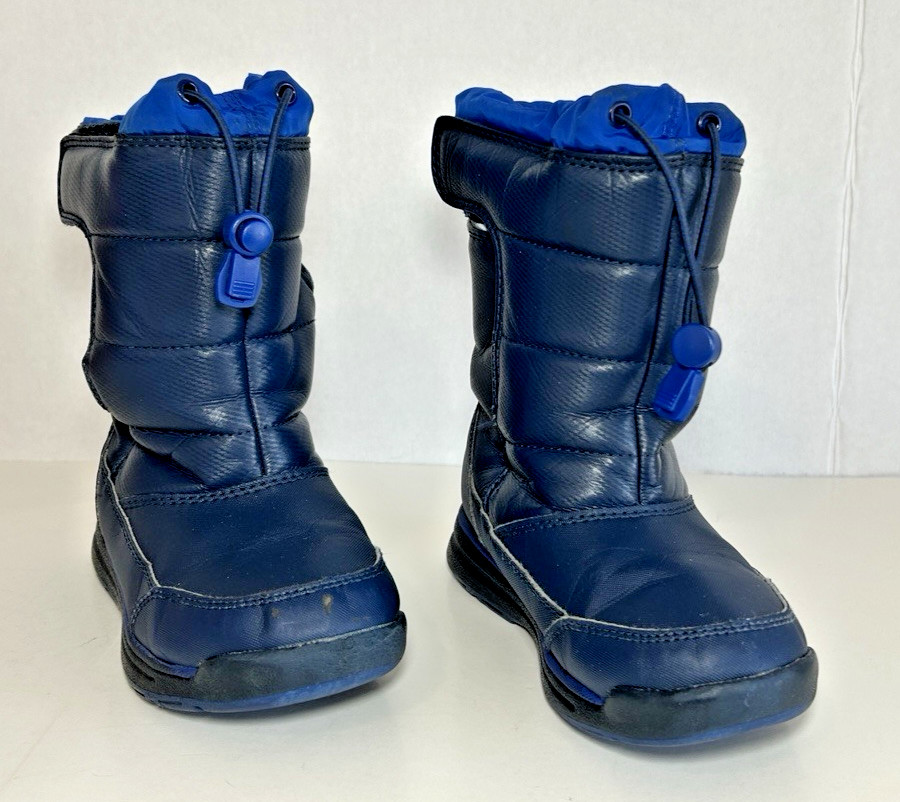 Lands’ End Kid’s Size 12M Winter Snow Rain Blue Puffer Boots Insulated Pull-On