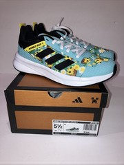 Adidas Minecraft Fortarun J JR1939 Blue Black Bee Pixel Sneakers Size 5.5 NEW