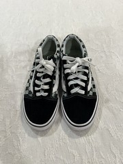 VANS Old Skool Ward Low Checkered Sneakers Black White Kids Size 3 Canvas