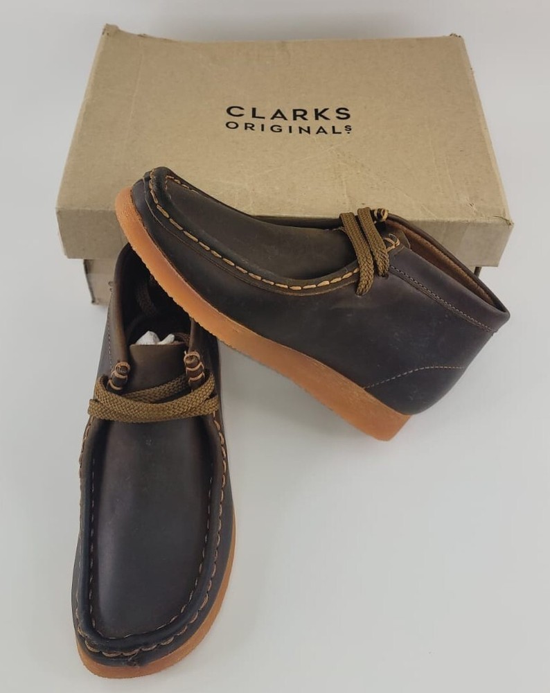Clarks Originals Wallabee Boots Lace Up Jaune Miel Leather Kids 11 1/2