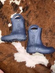 Crocs Kids Pull On Rain Boots Navy Blue 12803 US Size J3 (2776)