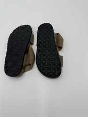 Kids Brown Strappy Hook & Loop Adjustable Flat Sandals Logo Accent Size 27