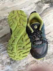 🏔️Merrell Moab Speed Low Waterproof Hiking Shoes Deep Green/Black Kid Sz:10.5