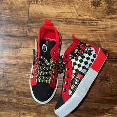 Disney Ground Up Lightning McQueen Lace Up High Tops Big Kids Size 3 NEW