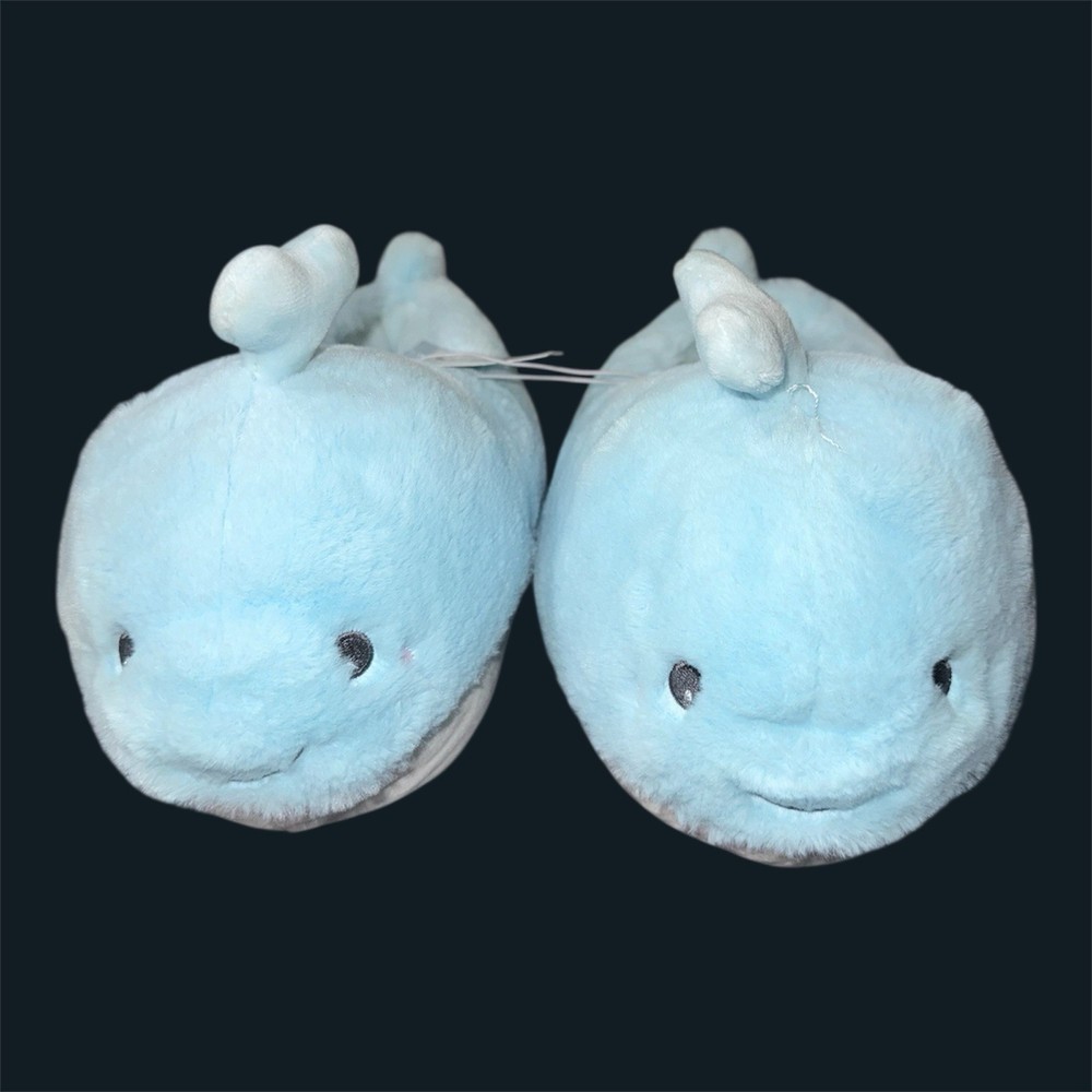 Cat & Jack Kids Size M (2/3) Whale Plush Slippers NEW With Tag