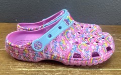 Crocs Classic Lisa Frank 208829-6SW Big Kids Pink Unicorn Comfort Clogs Size J4